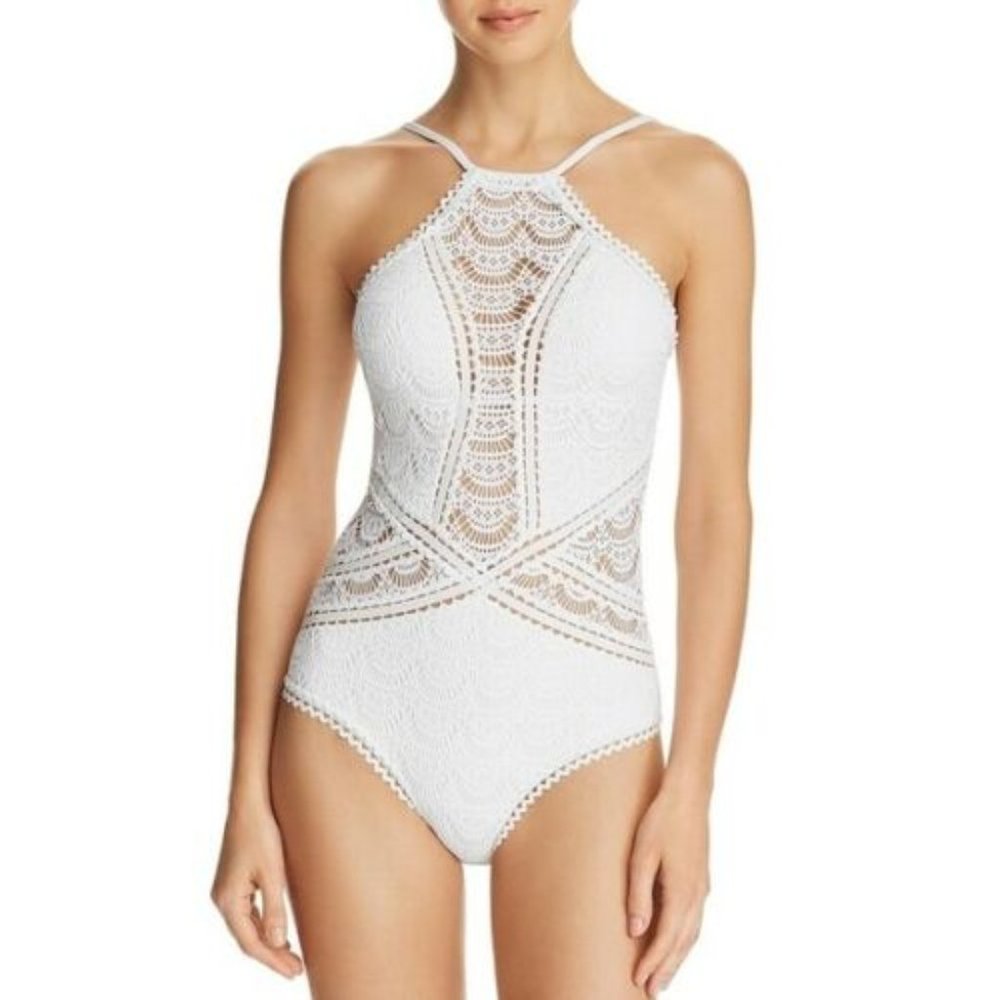BECCA white one-piece swimsuit- WHITE LACE (NEW)